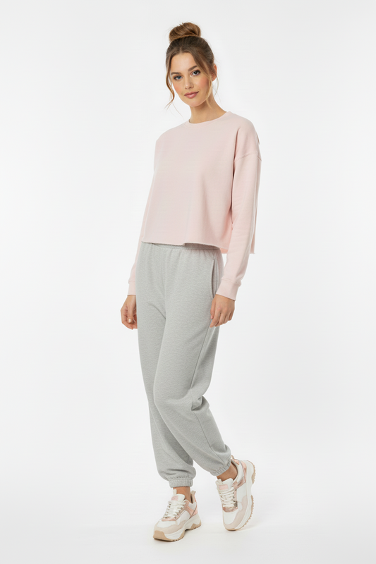 Lightweight Cropped Crew (Grey Heather, Bone or Blush)