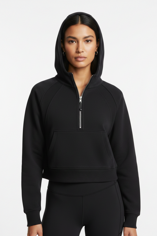 Cropped Half-Zip Hoodie