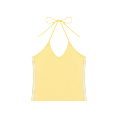 Women's Color Block Halter Crop Tank Top