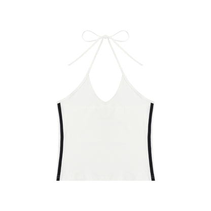 Women's Color Block Halter Crop Tank Top