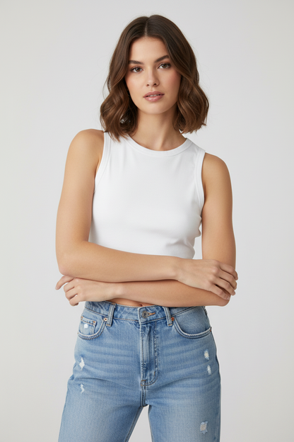 Women's Tight Crewneck Crop Tank Top