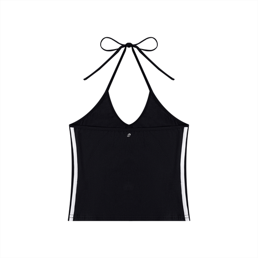 Women's Color Block Halter Crop Tank Top
