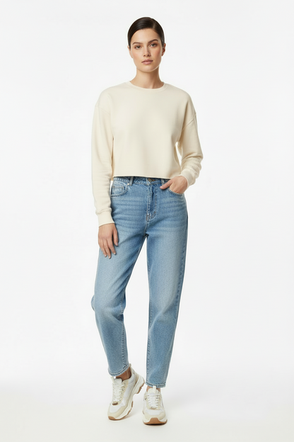 Lightweight Cropped Crew (Grey Heather, Bone or Blush)