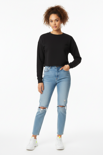 Lightweight Cropped Crew (Black, Sage or White)