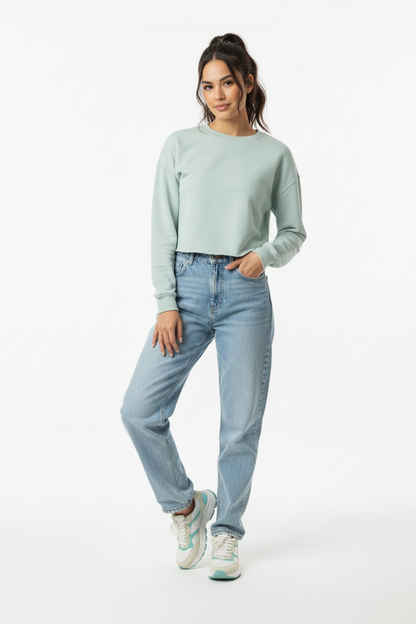 Lightweight Cropped Crew (Black, Sage or White)