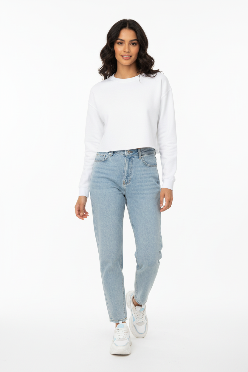 Lightweight Cropped Crew (Black, Sage or White)