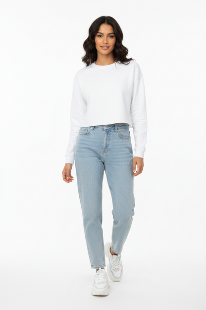 Lightweight Cropped Crew (Black, Sage or White)