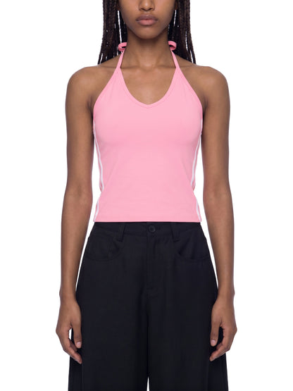 Women's Color Block Halter Crop Tank Top