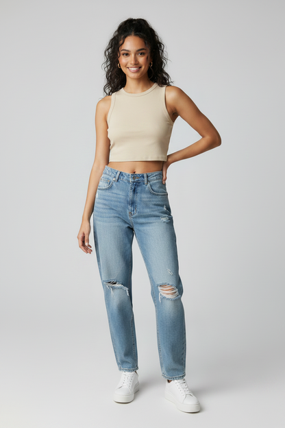 Women's Tight Crewneck Crop Tank Top