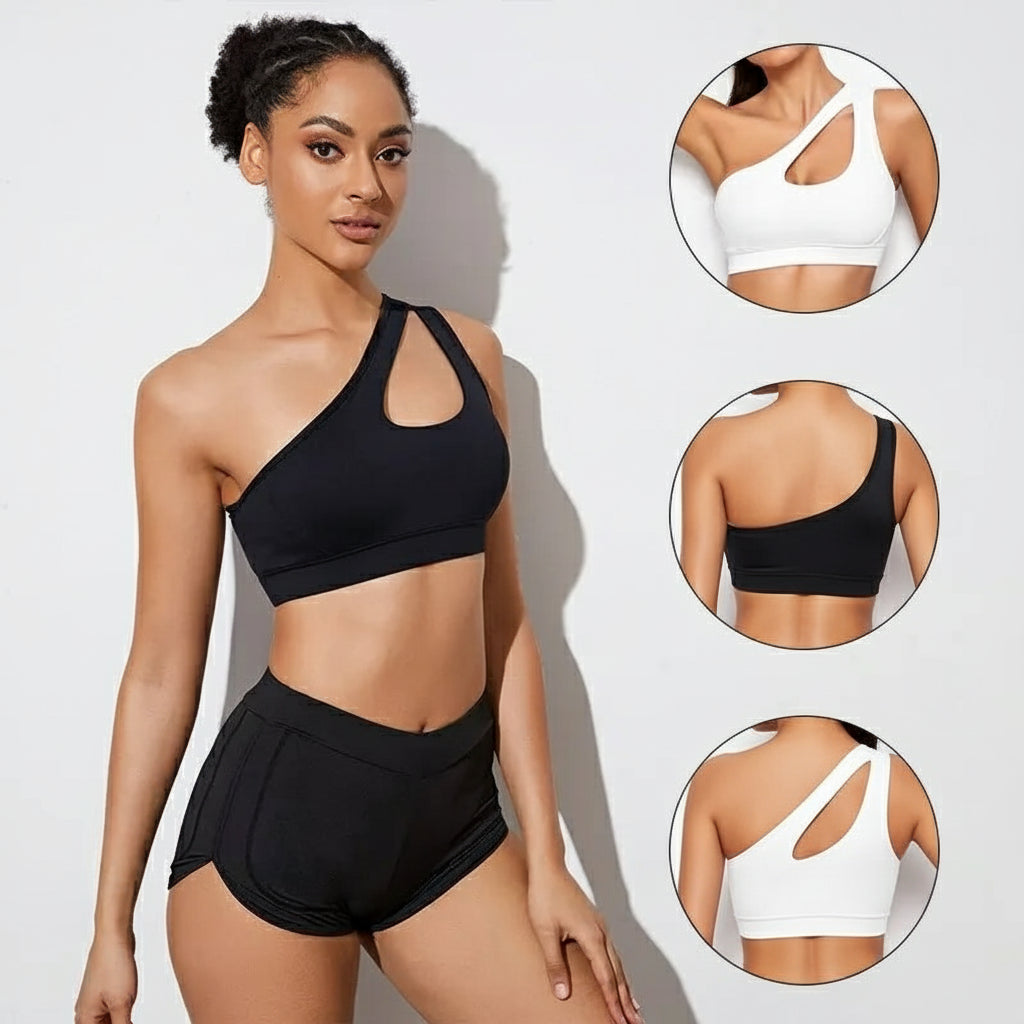 One Shoulder Push Up Sports Bra