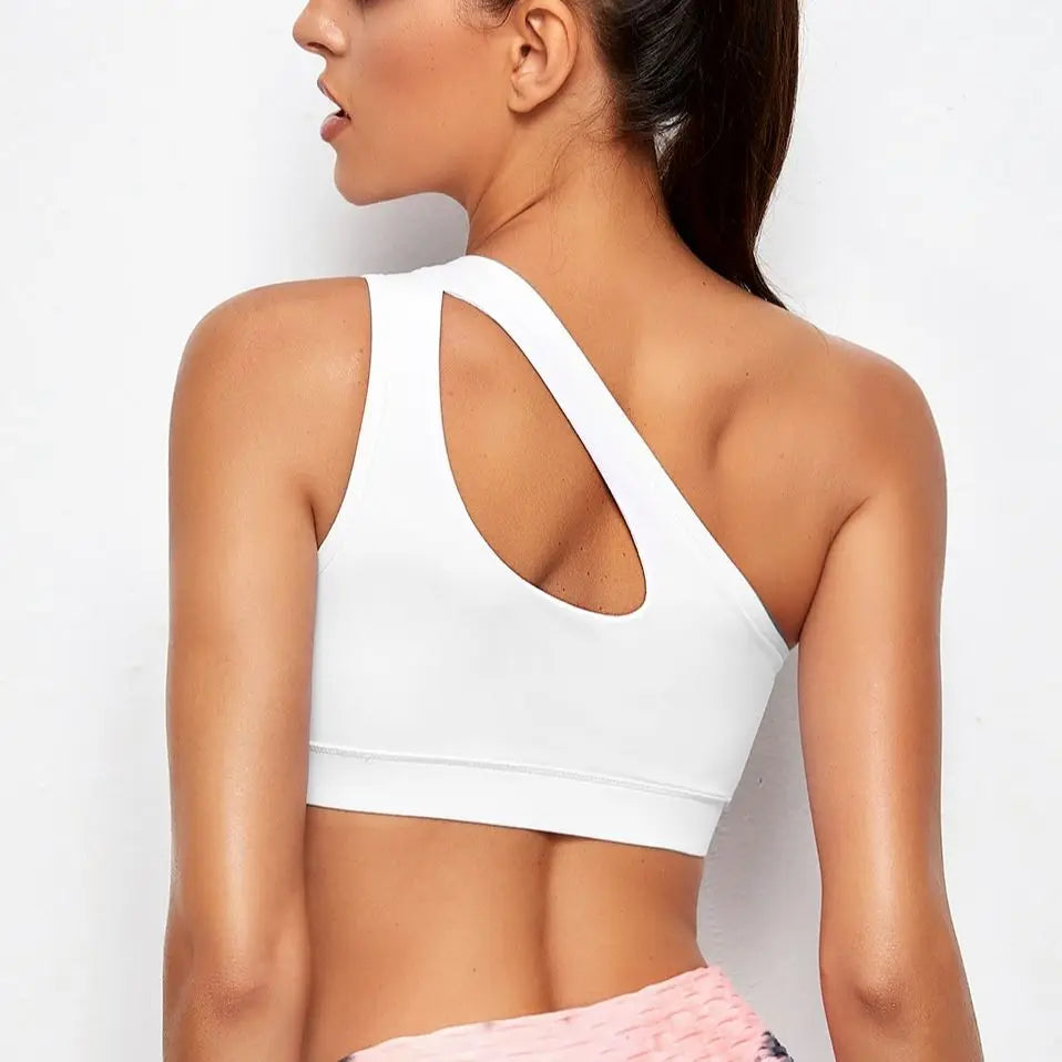 One Shoulder Push Up Sports Bra