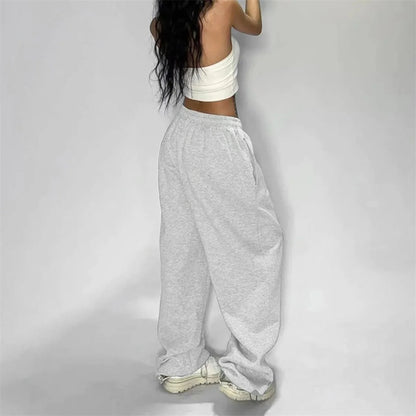 Casual Solid Sweatpants - High Waist Lace Up Loose Joggers