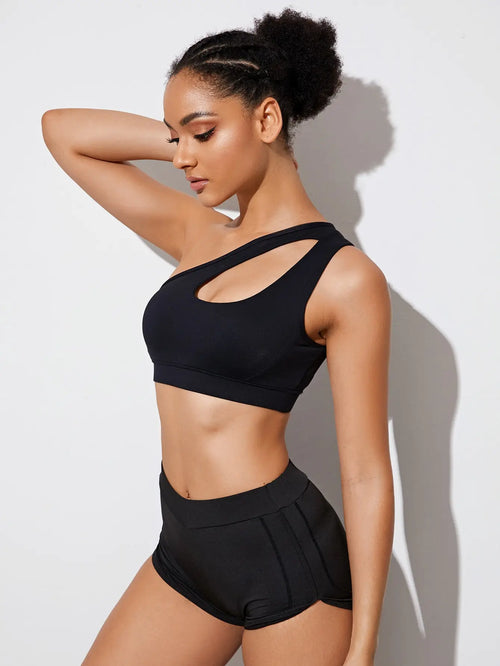 One Shoulder Push Up Sports Bra