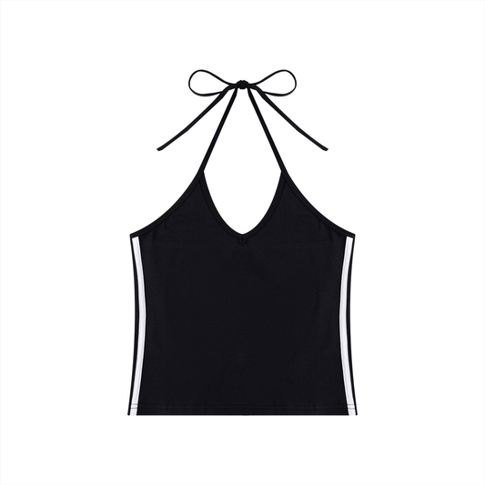 Women's Color Block Halter Crop Tank Top