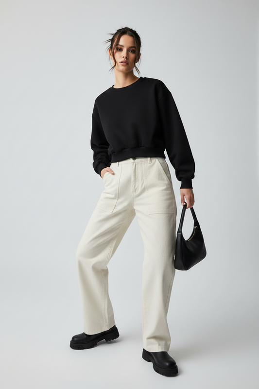 Women's Boxy Cropped Crewneck Sweatshirt