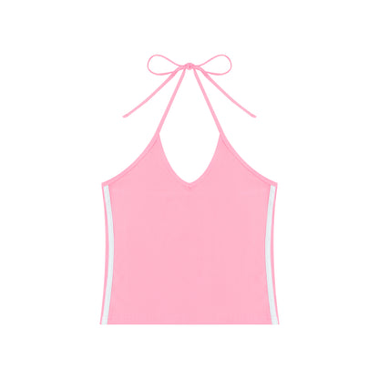 Women's Color Block Halter Crop Tank Top
