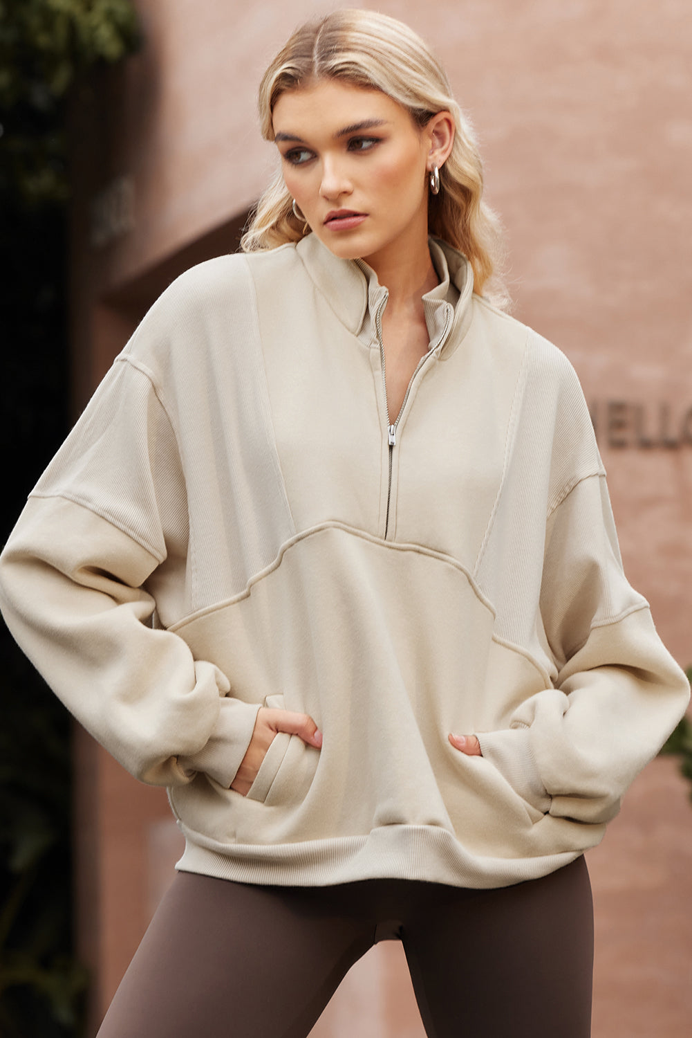 Stand Collar Fleece Sweatshirt