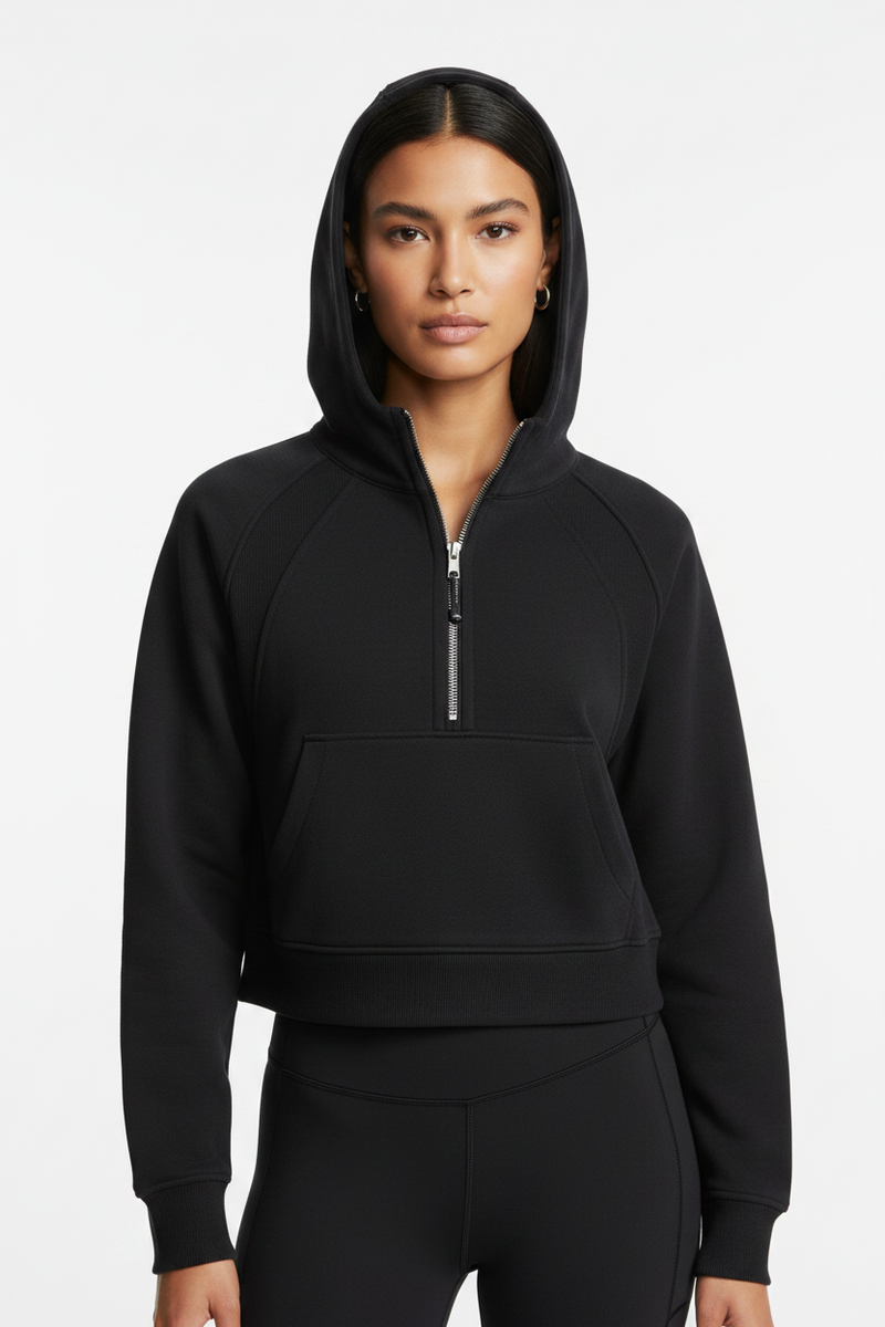 Cropped Half-Zip Hoodie