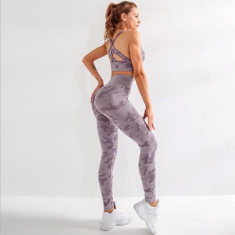 3-Piece Set - sports bra, high-waisted leggings, and a long-sleeve top