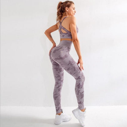 3-Piece Set - sports bra, high-waisted leggings, and a long-sleeve top