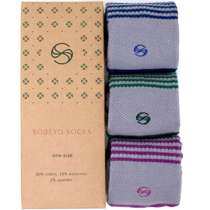 Striped No Show Performance Sock - 3 Pack